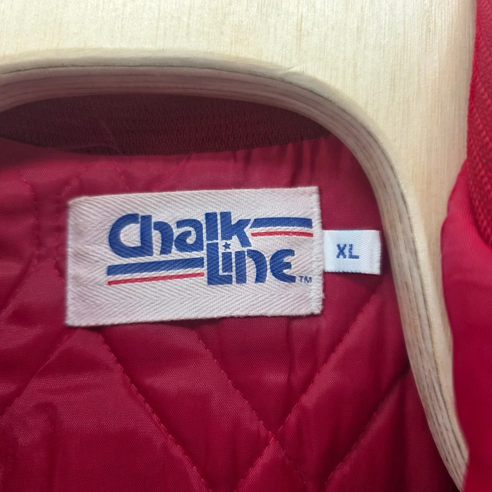 Chalk Line Red FMC Safety Excellence Winner 1989 Satin Bomber Jacket Mens XL